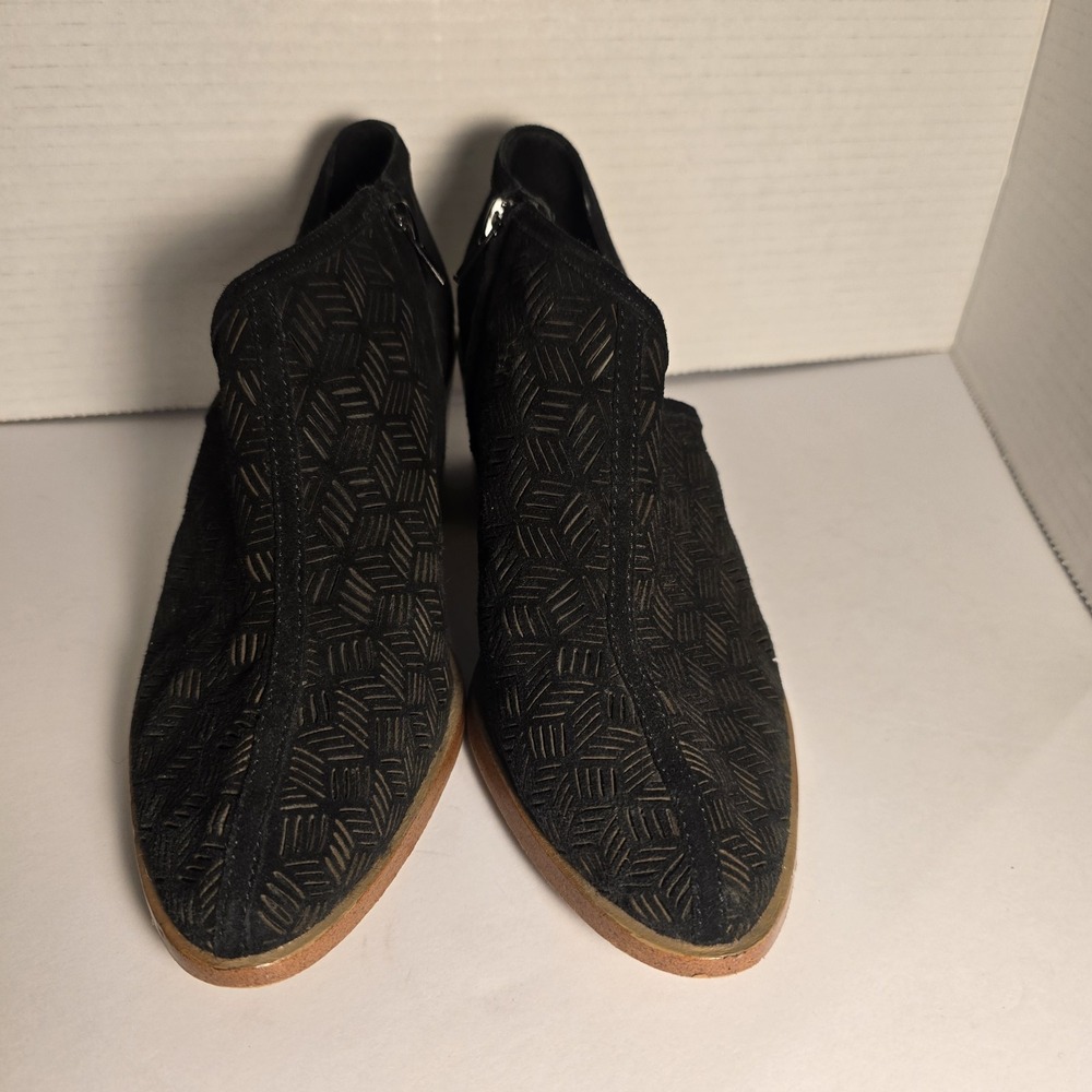 1. State Black Textured Suede Ankle Booties with Stacked Heel - Picture 2 of 7